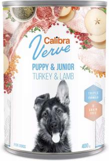 Calibra Dog Verve GF Junior TurkeyLamb 400g (Konzerva s krůtím a jehněčím pro štěňata a juniory.)