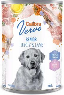 Calibra Dog Verve GF Senior TurkeyLamb 400g (Konzerva s krůtím a jehněčím bez obilovin pro starší psy.)