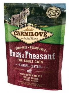 Carnilove Cat Duck  Pheasant Adult Hairball Control 400g (Kompletní krmivo pro dospělé kočky s prevencí tvorby chlupových chomáčků. Z kachny a bažanta, bez obilovin (grain free). )