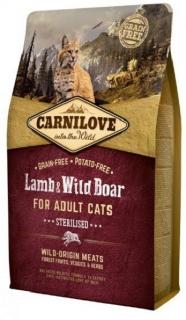 Carnilove Cat Lamb  Wild Boar Adult Sterilised 2kg (Kompletní krmivo pro kastrované kočky . Z jehněčího a divočáka. Bez obilovin (grain free).)