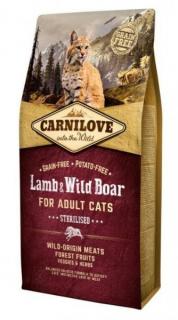 Carnilove Cat Lamb  Wild Boar Adult Sterilised 6kg (Kompletní krmivo pro kastrované kočky . Z jehněčího a divočáka. Bez obilovin (grain free).)