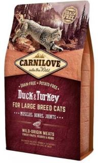 Carnilove Cat LB Duck  Turkey Muscles, Bones, Joints 2kg (Kompletní krmivo pro velká plemena koček. Z kachny a krocana. Bez obilovin (grain free).)