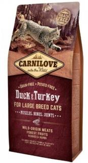 Carnilove Cat LB Duck  Turkey Muscles, Bones, Joints 6kg (Kompletní krmivo pro velká plemena koček. Z kachny a krocana. Bez obilovin (grain free).)
