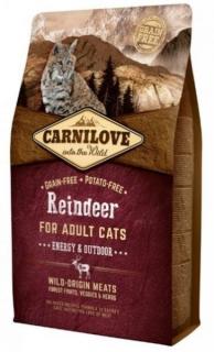 Carnilove Cat Reindeer for Adult Energy  Outdoor 2kg (Kompletní krmivo pro aktivní a venkovní kočky. Ze soba. Bez obilovin (grain free).)
