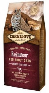 Carnilove Cat Reindeer for Adult Energy  Outdoor 6kg (Kompletní krmivo pro aktivní a venkovní kočky. Ze soba. Bez obilovin (grain free).)