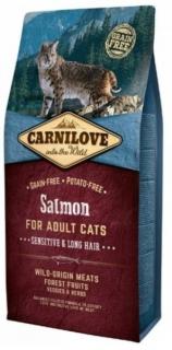 Carnilove Cat Salmon for Adult Sensitiv  Long Hair 6kg (Kompletní krmivo pro citlivé či dlouhosrsté kočky. Z lososa. Bez obilovin (grain free).)