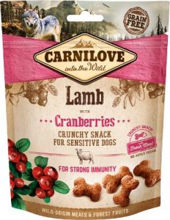 Carnilove Dog Crunchy Snack LambCranberries 200g (Křupavý pamlsek z jehněčího masa s brusinkami. Pro citlivé psy a silnou imunitu.)
