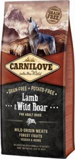 Carnilove Lamb  Wild Boar for Adult 12kg (Superprémiové kompletní krmivo bez obilovin a bez brambor pro dospělé psy všech plemen. Jehněčí a divočák.)