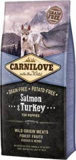 Carnilove Salmon  Turkey for Puppies 12kg (Superprémiové kompletní krmivo bez obilovin a bez brambor pro štěňata všech plemen. Losos a krocan.)