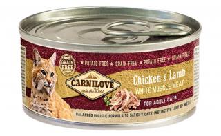 Carnilove White Muscle Meat Chicken  Lamb cats 100g (Bílé kuřecí maso ze svaloviny a jehněčí. Kompletní vlhké krmivo pro dospělé kočky. )