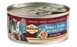 Carnilove White Muscle Meat Turkey  Salmon cats 100g (Bílé krocaní maso a losos. Kompletní vlhké krmivo pro dospělé kočky. )
