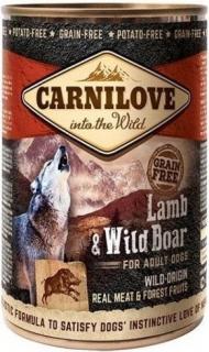 Carnilove Wild Meat Lamb  Wild Boar 400g (Masové paté jehněčí a kančí s lesním ovocem pro dospělé psy. Bez obilovin (grain free).)