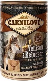 Carnilove Wild Meat Venison  Reindeer 400g (Masové paté zvěřina a sobí maso s lesním ovocem pro dospělé psy. Bez obilovin (grain free).)