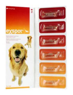 Exspot spot on 6x1ml (Léčba a prevence napadení blechami a klíšťaty u psů.)