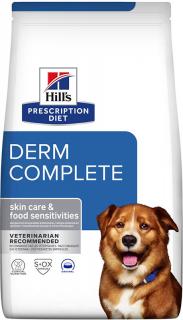 Hill's Canine Dry PD Derm Complete 1,5kg (Veterinární dieta pomáhající zmírnit alergie na prostředí/krmivo u psů.)