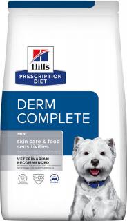 Hill's Canine Dry PD Derm Complete Mini 1kg (Veterinární dieta pomáhající zmírnit alergie na prostředí/krmivo u psů.)