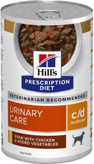Hill's Canine PD C/D konz. Chicken stew 354g (Veterinární konzervovaná dieta pro snížení rizika vzniku kamenů v močovém měchýři a rozpouštějící struvitové kameny.)