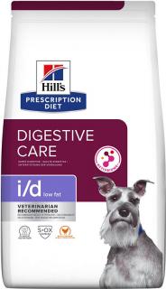 Hill's Canine PD I/D Dry Low Fat 12kg (Dieta nízkým obsahem tuku. Přispívá ke zmírnění trávicích potíží a vyživuje střevní mikrobiom.)