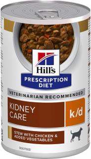 Hill's Canine PD K/D konz. ChickenVegetable stew 354g (Veterinární konzervovaná dieta podporující funci ledvin a delší a kvalitnější život.)
