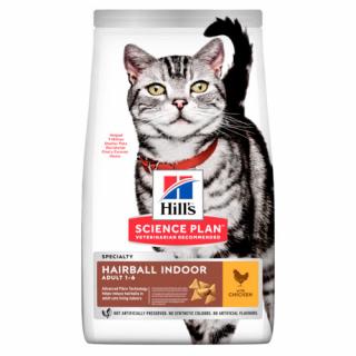 Hill's Fe SP Adult Hairball Indoor Chicken 10kg (Pro dospělé kočky žijící doma - s kuřecím. Předchází tvorbě trichobezoárů. )