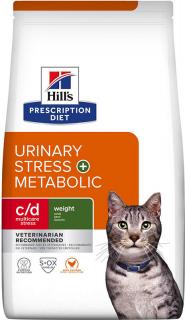 Hill's Feline PD C/D Dry Urinary Stress + Metabolic 8kg (Veterinární dieta snižující recidivu nejběžnějších příznaků močových problémů A ZÁROVEŇ snižuje tělesnou hmotnost. Se složkami pro kontrolu stresu.)