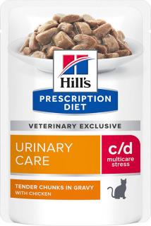 Hill's Feline PD C/D kapsa Urinary Stress Chicken 12x85g (Veterinární dieta snižující recidivu nejběžnějších příznaků močových problémů o 89 %. S ingrediencemi pro kontrolu stresu. Kapsička s kuřetem. )