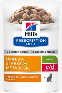 Hill's Feline PD C/D kapsa Urinary Stress + Metabolic 12x85g (Veterinární dieta snižující recidivu nejběžnějších příznaků močových problémů A ZÁROVEŇ snižuje tělesnou hmotnost. S ingrediencemi pro kontrolu stresu.)