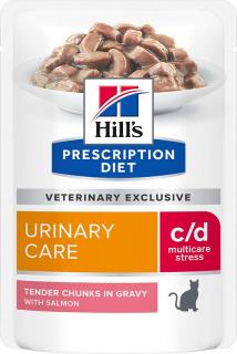 Hill's Feline PD C/D kapsa Urinary Stress Salmon 12x85g (Veterinární dieta snižující recidivu nejběžnějších příznaků močových problémů o 89 %. S ingrediencemi pro kontrolu stresu. Kapsička s lososem. )