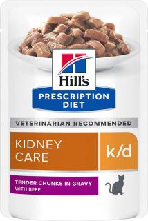 Hill's Feline PD K/D kapsa beef 12x85g (Veterinární dieta pomáhající chránit životně důležité funkce ledvin při jejich selhání nebo dočasném selhání. Kapsička.)