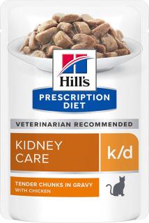 Hill's Feline PD K/D kapsa chicken 12x85g (Veterinární dieta pomáhající chránit životně důležité funkce ledvin při jejich selhání nebo dočasném selhání. Kapsička.)