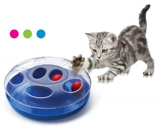 Hračka kočka UFO (Interaktivní kruhová hračka se dvěma míčky.)