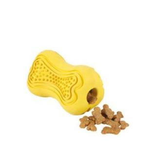 Hračka pes TITAN gumová plnící kost S žlutá Zolux (Gumová kost s otvorem na pamlsky pro psy.)