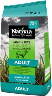 Nativia Dog Adult lambrice 15kg (Kompletní hypoalergenní krmivo pro senzitivní psy všech plemen s citlivým zažíváním od 18 měsíců.)