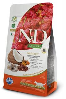 ND GF Quinoa CAT SkinCoat Herring  Coconut 1,5kg (Kompletní vyvážené krmivo pro dospělé kočky. Sleď, quinoa, kokos, kurkuma. )