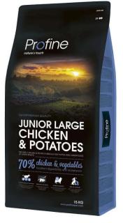 Profine Junior Large Breed Chicken  Potatoes 15kg (70% kuřecího masa a brambor pro štěňata a mladé psy velkých plemen.)