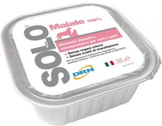 Solo Maiale ( 100% vepřové ) - vanička 100g (Mono-proteinová výživa pro psy a kočky.)