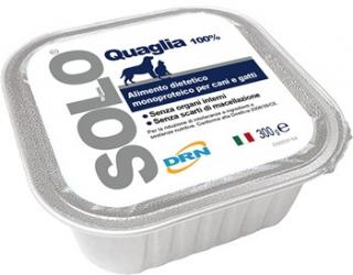 Solo Quaglia ( 100% křepelka ) - vanička 100g (Mono-proteinová výživa pro psy a kočky.)