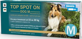 Top spot on Dog M 10x2ml (15- 30kg) (Antiparazitární roztok pro nakapání na kůži – spot-on pro psy. proti blechám a klíšťatům.)