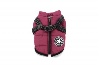 Achar zimní bunda pro psa s postrojem Barva: Fialová, Délka zad (cm): 26, Obvod hrudníku: 38 - 42 cm