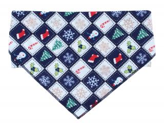Christy Vánoční modrý šátek pro psa Obvod krku: 20 - 50 cm