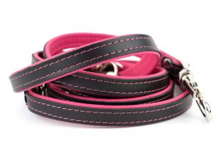 Delux kožené přepínací vodítko pro psa | 220cm Barva: Černo-růžová