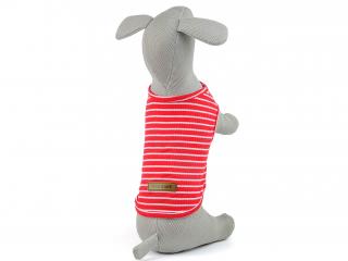 Dog pruhované tričko pro psa Barva: Červená, Délka zad (cm): 21, Obvod hrudníku: 30 - 33 cm