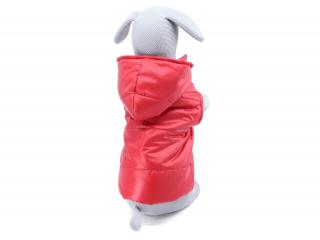 Flavory bunda pro psa s odepinatelnou kapucí Barva: Červená, Délka zad (cm): 28, Obvod hrudníku: 38 - 40 cm