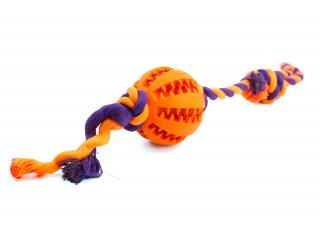 Gila smyčka s dentálním míčkem pro psa Barva: Oranžová, Délka: 5 cm