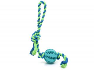 Gila smyčka s dentálním míčkem pro psa Barva: Tyrkysová, Délka: 5 cm