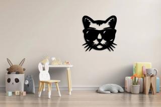Kočka dřevěná dekorace na zeď Typ: Kočka 10, Dekor: Černá, Rozměr (cm): 17 x 16