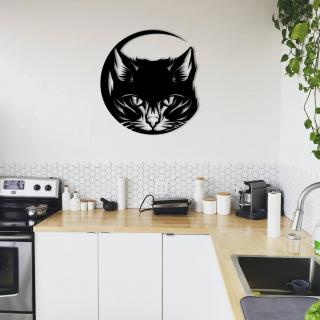 Kočka dřevěná dekorace na zeď Typ: Kočka 11, Dekor: Černá, Rozměr (cm): 17 x 16