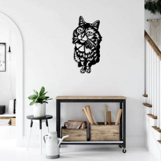 Kočka dřevěná dekorace na zeď Typ: Kočka 8, Dekor: Černá, Rozměr (cm): 17 x 9