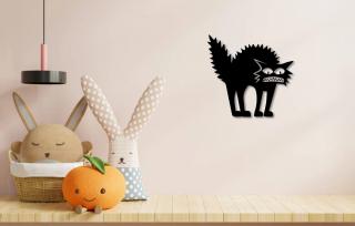 Kočka dřevěná dekorace na zeď Typ: Kočka 9, Dekor: Černá, Rozměr (cm): 35 x 33