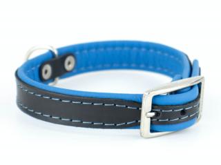 Leather kožený obojek pro psa | 19 - 53 cm Barva: Modrá, Obvod krku: 45 - 53 cm